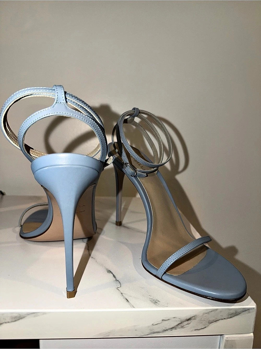 Le Silla Blue Strappy Leather Sandals EU 38
